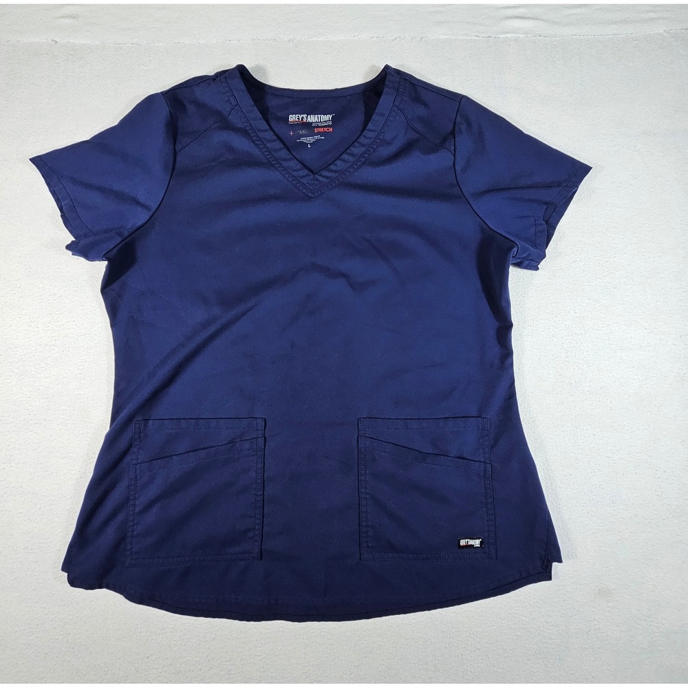Greys‎ Anatomy by Barco Spandex Stretch Scrub Top Navy Blue V-Neck GRST011 L